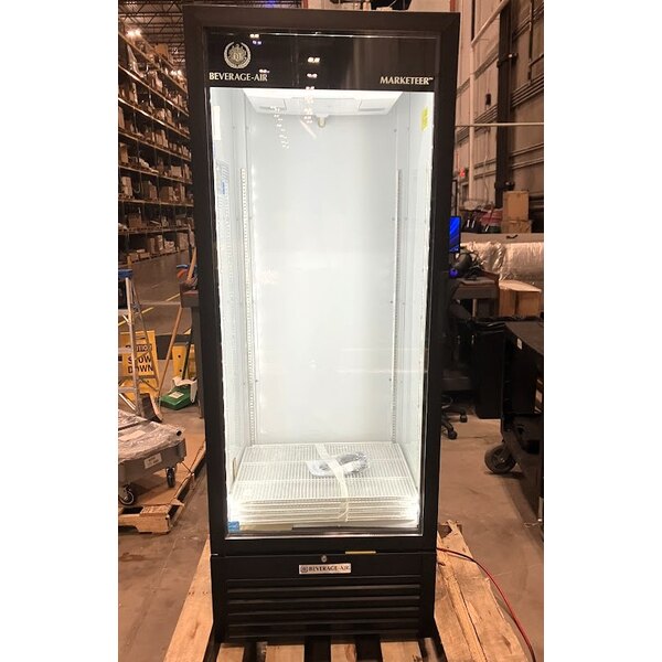 Scratch and Dent Beverage-Air MT23-1B-18 29 1/2" Marketeer Series Black Refrigerated Glass Door Merchandiser with Left Hinged Door and LED Lighting