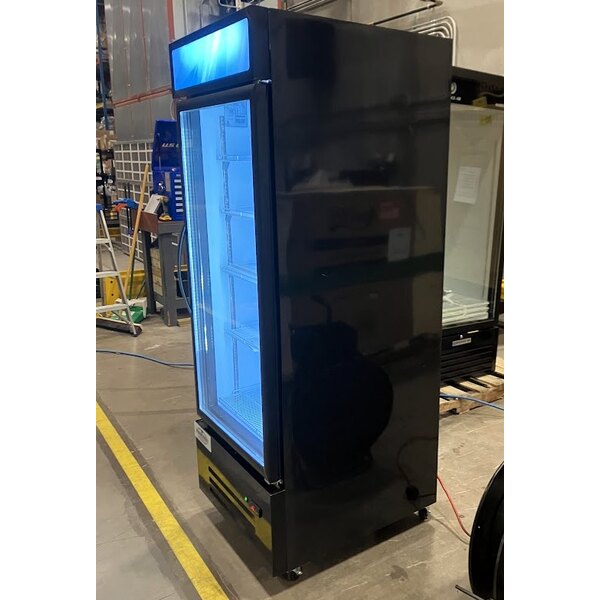 Scratch and Dent MainStreet Equipment GMC-23 28" Black Swing Glass Door Merchandiser Refrigerator - 120V