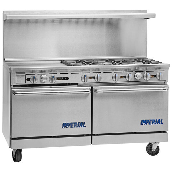 Scratch and Dent Imperial Range Pro Series IR-6-G24-CC Natural Gas 6 Burner 60" Range with 24" Griddle and 2 Convection Ovens - 292,000 BTU
