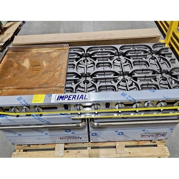 Scratch and Dent Imperial Range Pro Series IR-6-G24-CC Natural Gas 6 Burner 60" Range with 24" Griddle and 2 Convection Ovens - 292,000 BTU