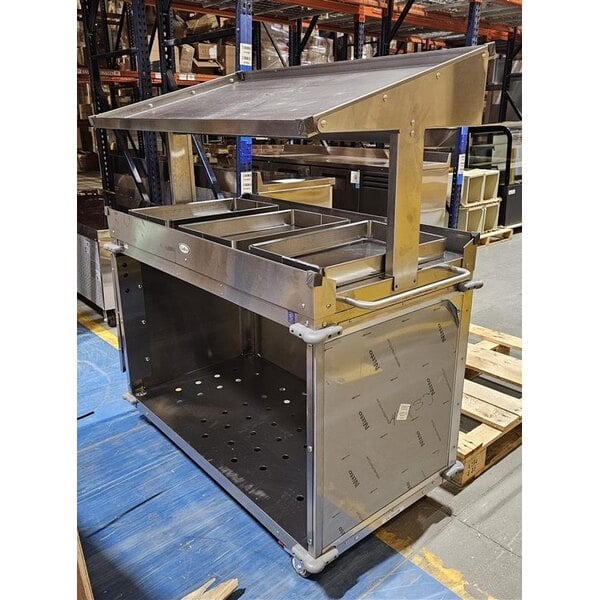 Scratch and Dent Cadco MobileServ 74 1/2" x 30" Mobile Grab and Go Food Cart with 3 Wells CBC-GG-B3