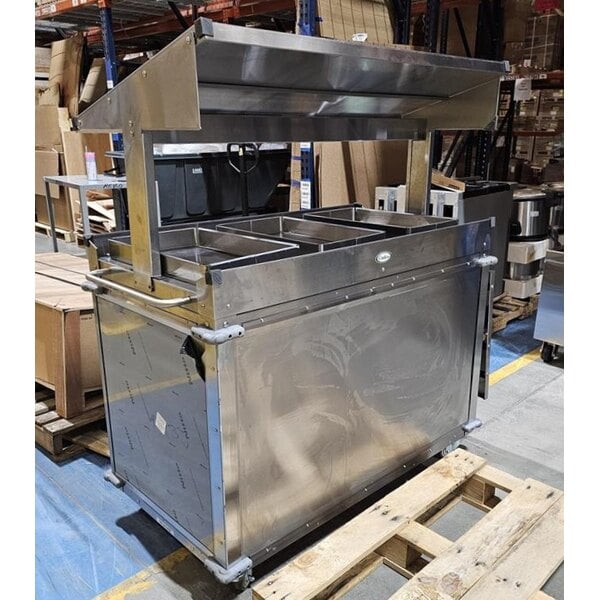 Scratch and Dent Cadco MobileServ 74 1/2" x 30" Mobile Grab and Go Food Cart with 3 Wells CBC-GG-B3