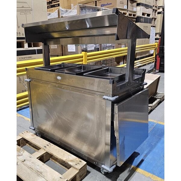 Scratch and Dent Cadco MobileServ 74 1/2" x 30" Mobile Grab and Go Food Cart with 3 Wells CBC-GG-B3