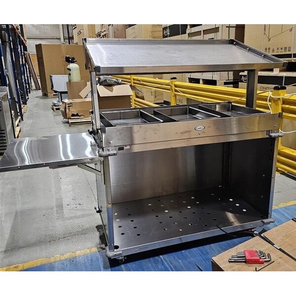 Scratch and Dent Cadco MobileServ 74 1/2" x 30" Mobile Grab and Go Food Cart with 3 Wells CBC-GG-B3