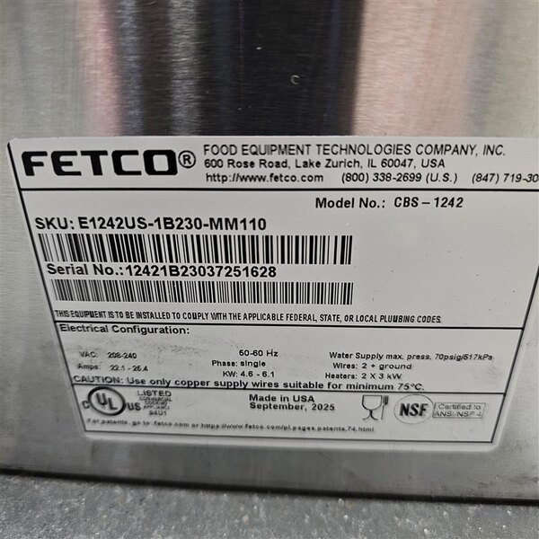 Scratch and Dent Fetco CBS-1242 Plus Series Twin Automatic Digital Coffee Brewer With Metal Brew Basket - 208/240V, 4600W