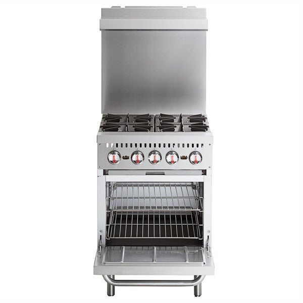 Scratch and Dent Cooking Performance Group S24-L Liquid Propane 4 Burner 24" Range with Space Saver Oven - 150,000 BTU