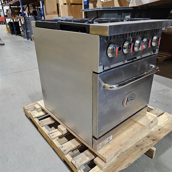 Scratch and Dent Cooking Performance Group S24-L Liquid Propane 4 Burner 24" Range with Space Saver Oven - 150,000 BTU