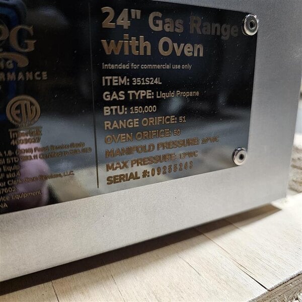 Scratch and Dent Cooking Performance Group S24-L Liquid Propane 4 Burner 24" Range with Space Saver Oven - 150,000 BTU