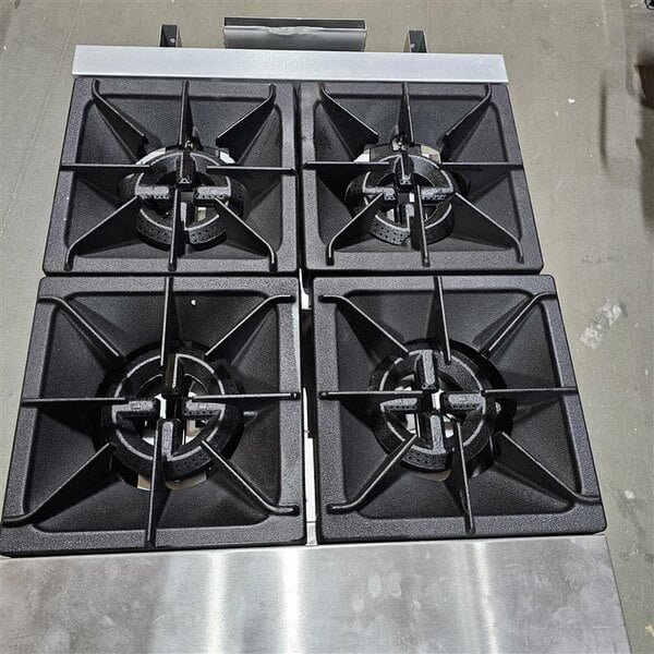 Scratch and Dent Cooking Performance Group S24-L Liquid Propane 4 Burner 24" Range with Space Saver Oven - 150,000 BTU