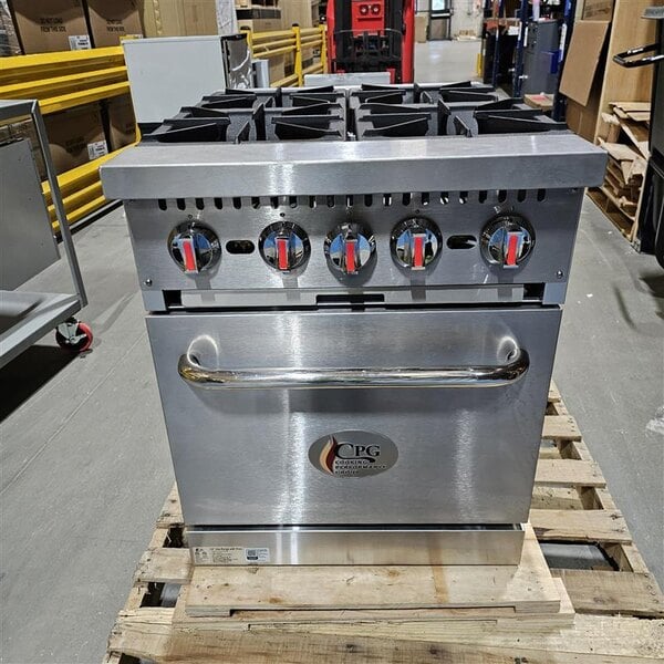 Scratch and Dent Cooking Performance Group S24-L Liquid Propane 4 Burner 24" Range with Space Saver Oven - 150,000 BTU