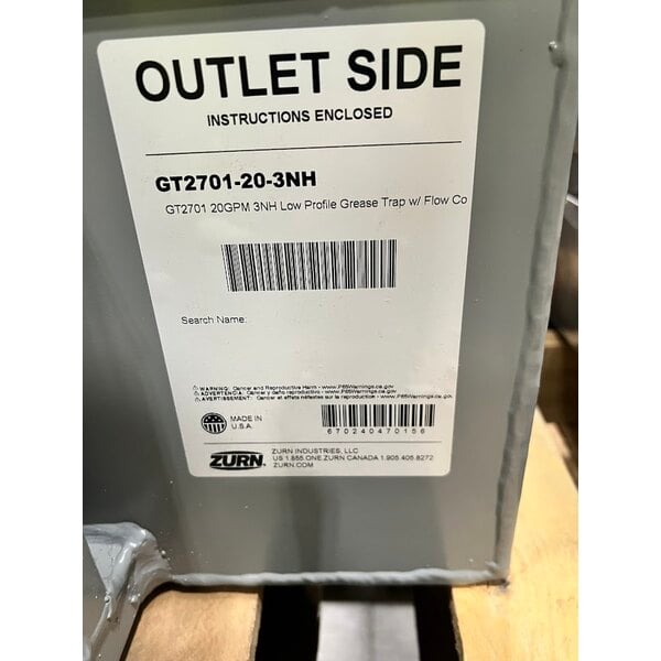 Scratch and Dent Zurn Elkay GT2701-20-3NH 40 lb. 20 GPM Low-Profile Grease Trap with 3" No-Hub Connections