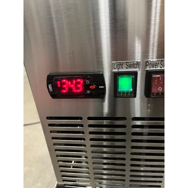 Scratch and Dent Avantco UBB-4G-HC 90" Stainless Steel Counter Height Glass Door Back Bar Refrigerator with LED Lighting