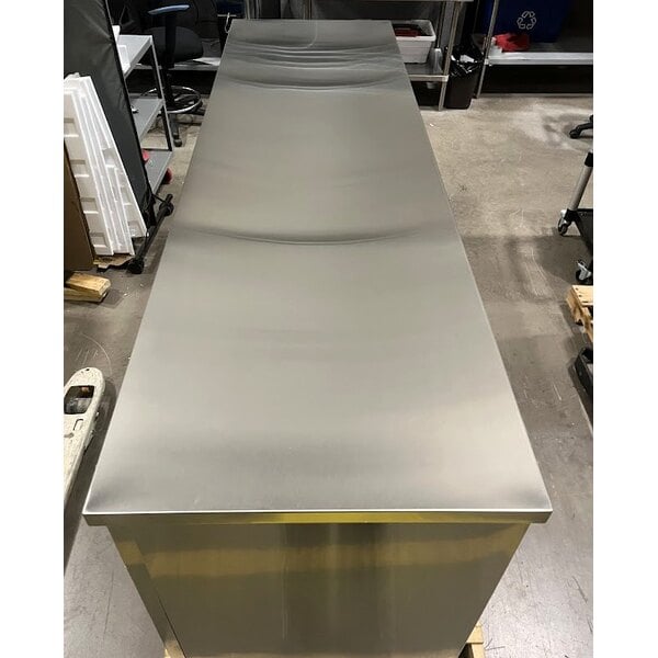 Scratch and Dent Avantco UBB-4G-HC 90" Stainless Steel Counter Height Glass Door Back Bar Refrigerator with LED Lighting