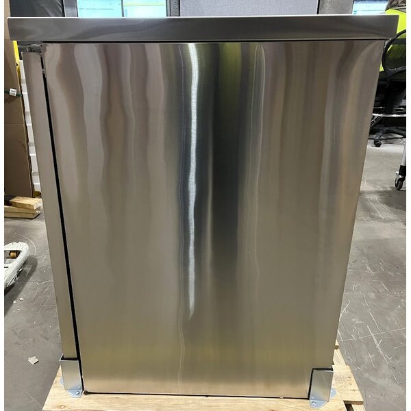 Scratch and Dent Avantco UBB-4G-HC 90" Stainless Steel Counter Height Glass Door Back Bar Refrigerator with LED Lighting