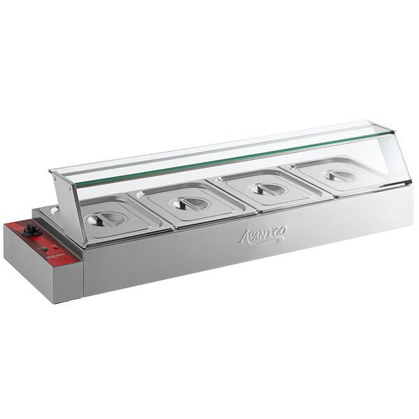 Scratch and Dent Avantco BMFW4 46" Electric Bain Marie Buffet Countertop Food Warmer with 4 Half Size Wells - 1750W, 120V