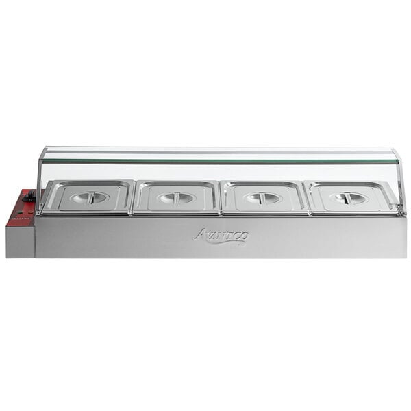 Scratch and Dent Avantco BMFW4 46" Electric Bain Marie Buffet Countertop Food Warmer with 4 Half Size Wells - 1750W, 120V