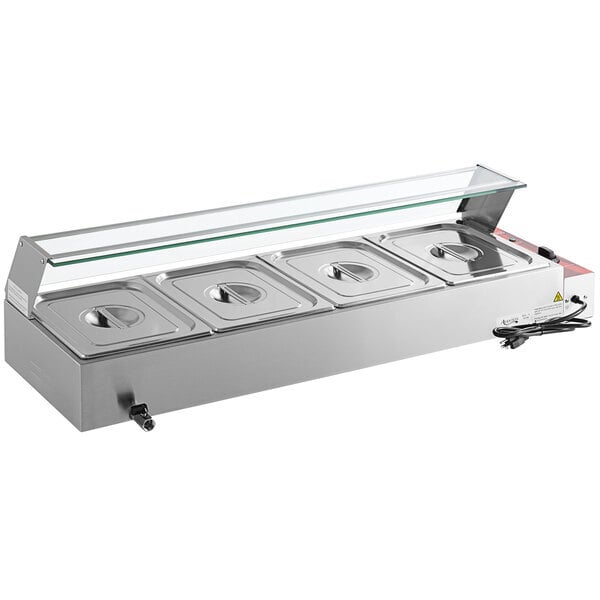 Scratch and Dent Avantco BMFW4 46" Electric Bain Marie Buffet Countertop Food Warmer with 4 Half Size Wells - 1750W, 120V