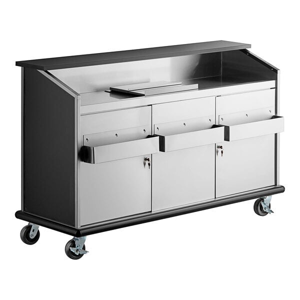 Scratch and Dent Advance Tabco AMD-6B 74" Heavy-Duty Portable Bar with Stainless Steel Doors and Interior