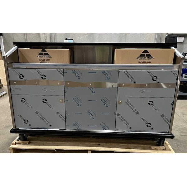 Scratch and Dent Advance Tabco AMD-6B 74" Heavy-Duty Portable Bar with Stainless Steel Doors and Interior