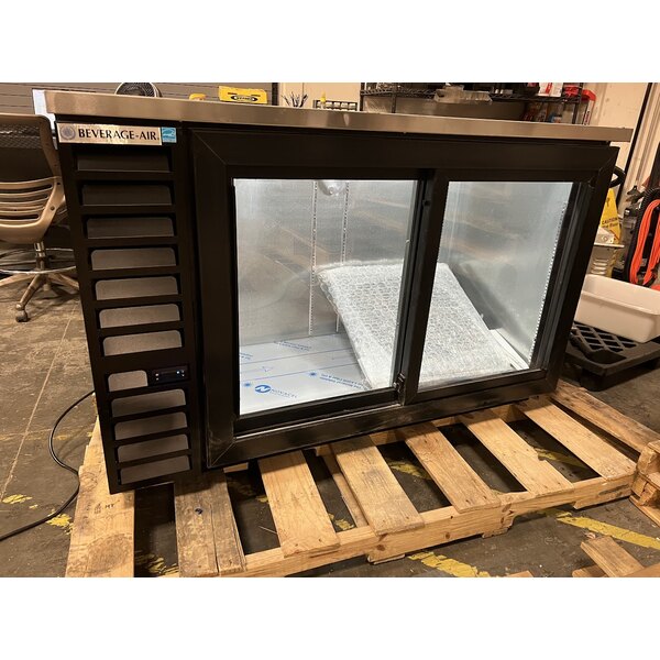 Scratch and Dent Beverage-Air BB58HC-1-GS-B 59" Black Counter Height Sliding Glass Door Back Bar Refrigerator