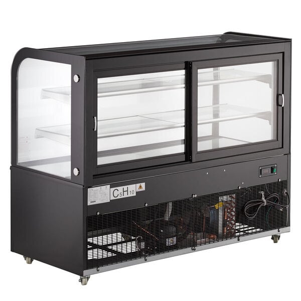 Scratch and Dent Avantco BC-60-HC 60" Curved Glass Black Refrigerated Bakery Display Case
