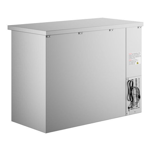 Scratch and Dent Avantco UBB-48S-HC 48" Stainless Steel Counter Height Narrow Sliding Glass Door Back Bar Refrigerator with LED Lighting