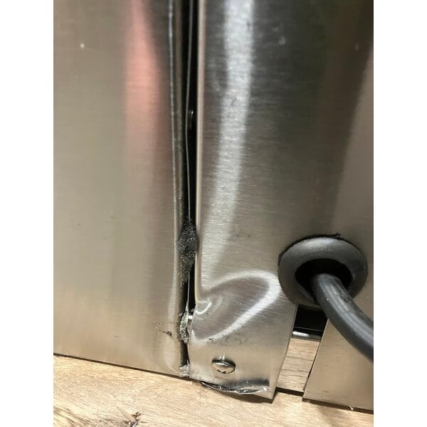 Scratch and Dent Avantco UBB-48S-HC 48" Stainless Steel Counter Height Narrow Sliding Glass Door Back Bar Refrigerator with LED Lighting