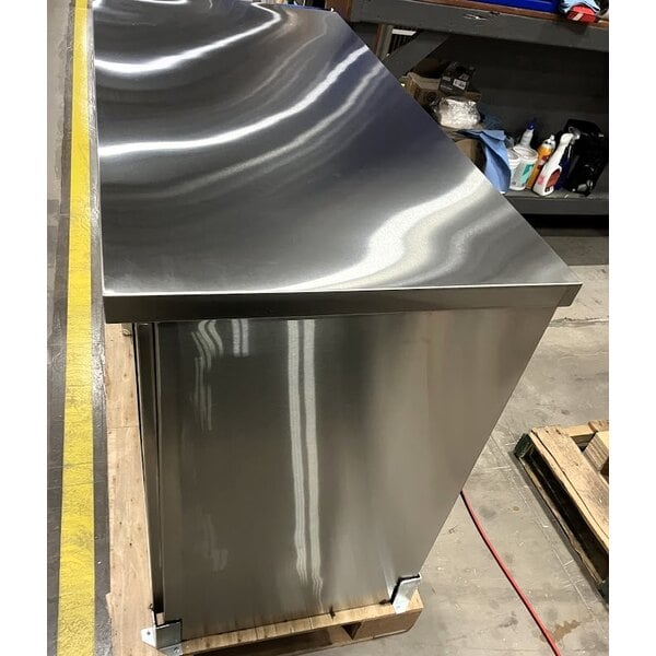 Scratch and Dent Avantco UBB-48S-HC 48" Stainless Steel Counter Height Narrow Sliding Glass Door Back Bar Refrigerator with LED Lighting