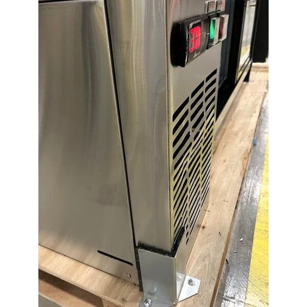 Scratch and Dent Avantco UBB-48S-HC 48" Stainless Steel Counter Height Narrow Sliding Glass Door Back Bar Refrigerator with LED Lighting