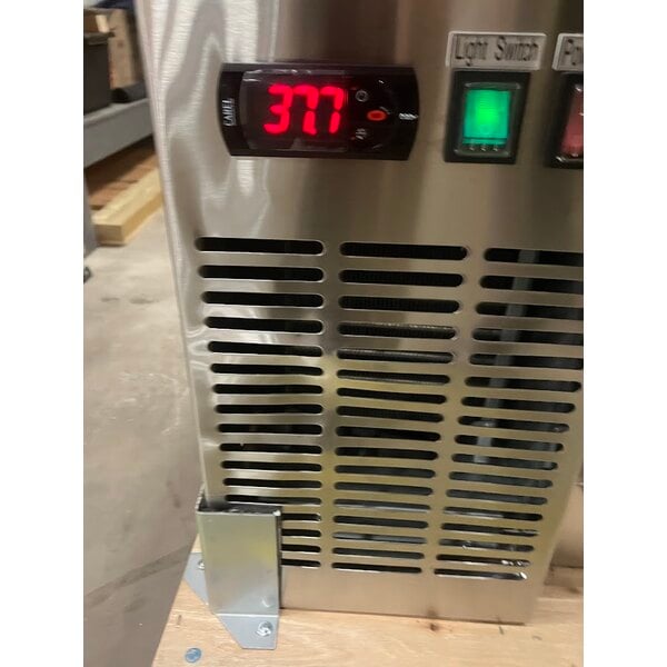 Scratch and Dent Avantco UBB-48S-HC 48" Stainless Steel Counter Height Narrow Sliding Glass Door Back Bar Refrigerator with LED Lighting