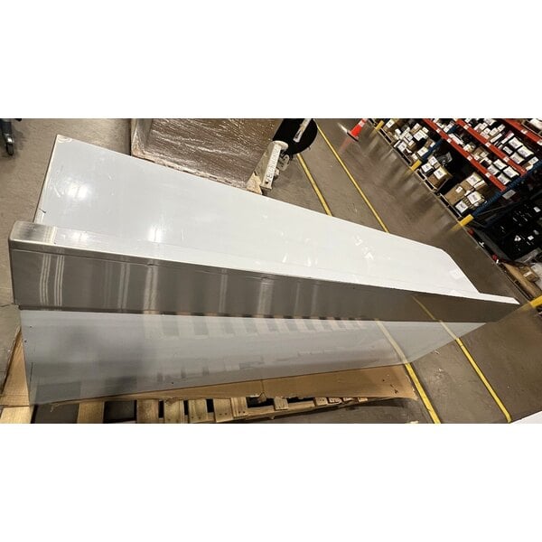 Scratch and Dent Regency 24" x 96" 16 Gauge Type 304 Stainless Steel Enclosed Base Sliding Door Table with Adjustable Midshelf and 6" Backsplash