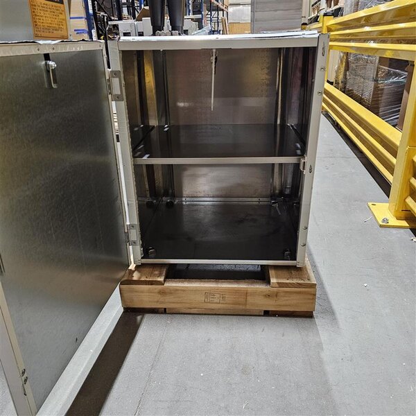 Scratch and Dent Scotsman HST21-A 21 1/2" x 23 3/4" Enclosed Stainless Steel Ice Dispenser Stand with Door