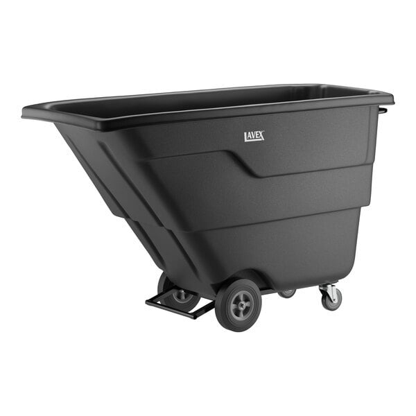 Scratch and Dent Lavex 1 Cubic Yard Black Light-Duty Tilt Truck / Trash Cart (850 lb. Capacity)