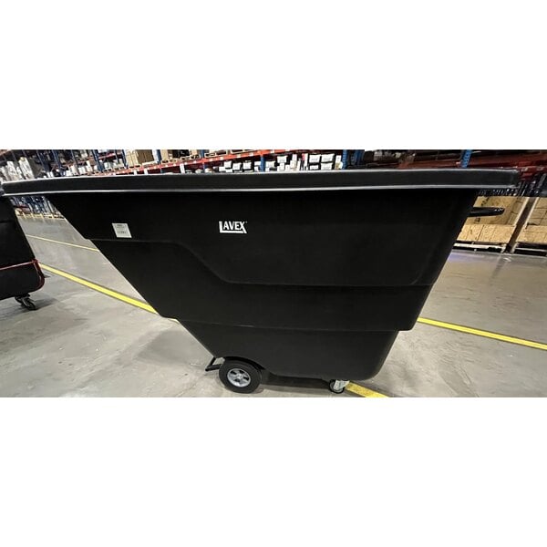 Scratch and Dent Lavex 1 Cubic Yard Black Light-Duty Tilt Truck / Trash Cart (850 lb. Capacity)