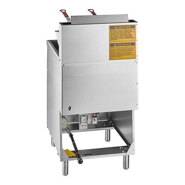 Scratch and Dent Avantco F5-ES-N 65-70 lb. Natural Gas Stainless Steel Floor Fryer - 100,000 BTU