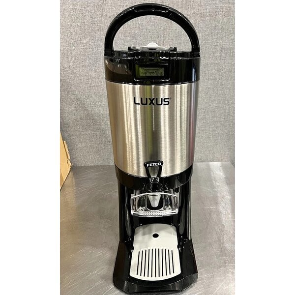 Scratch and Dent Fetco L4D-15 Luxus 1.5 Gallon Stainless Steel Coffee Server with Stand