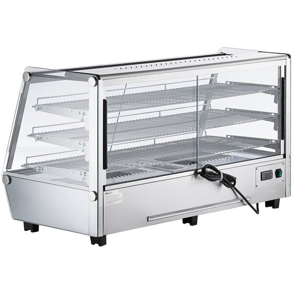 Scratch and Dent ServIt HDM-48 48" Self / Full Service 3 Shelf Countertop Heated Display Case with Sliding Doors - 120V, 1800W