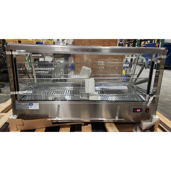 Scratch and Dent ServIt HDM-48 48" Self / Full Service 3 Shelf Countertop Heated Display Case with Sliding Doors - 120V, 1800W