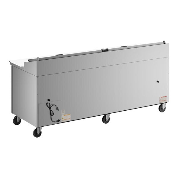 Scratch and Dent True TPP-AT2-93-HC 93 1/2" 3 Door Refrigerated Pizza Prep Table with 2 Lids