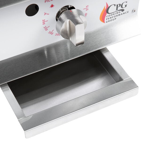 Scratch and Dent Cooking Performance Group GT-CPG-15-NL 15" Gas Countertop Griddle with Flame Failure Protection and Thermostatic Controls - 30,000 BTU