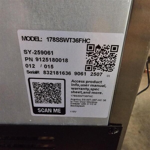 Scratch and Dent Avantco SS-WT-36F-HC 36" Two Door Worktop Freezer with 3 1/2" Backsplash