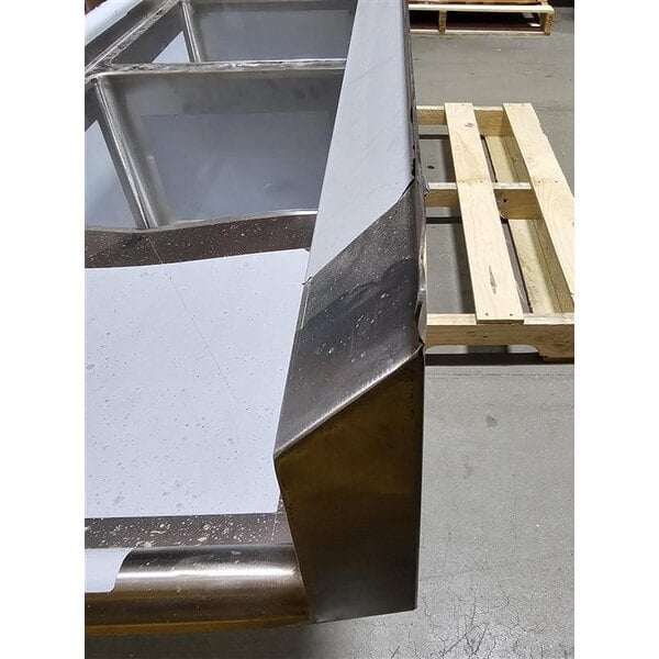 Scratch and Dent Regency 94" 16 Gauge Stainless Steel Three Compartment Commercial Sink with Cross Bracing and 2 Drainboards - 18" x 18" x 14" Bowls