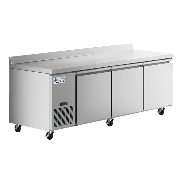Scratch and Dent Avantco SS-WD-3R 93" Stainless Steel Extra Deep Worktop Refrigerator with 3 1/2" Backsplash
