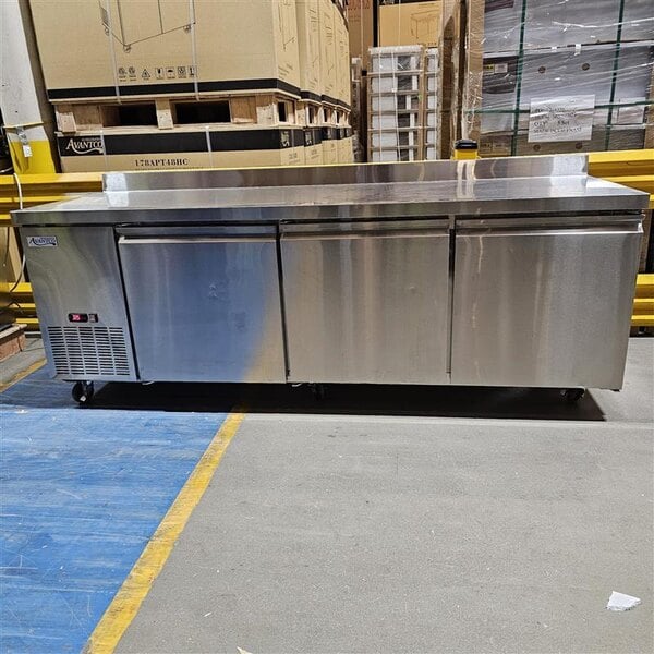Scratch and Dent Avantco SS-WD-3R 93" Stainless Steel Extra Deep Worktop Refrigerator with 3 1/2" Backsplash