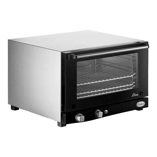 Scratch and Dent Cadco Lisa OV-013 3-Shelf Half Size Medium-Duty Manual Countertop Convection Oven - 120V
