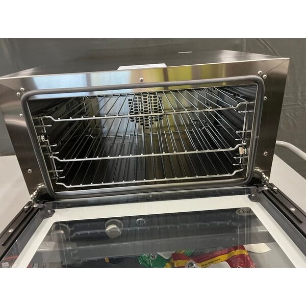 Scratch and Dent Cadco Lisa OV-013 3-Shelf Half Size Medium-Duty Manual Countertop Convection Oven - 120V