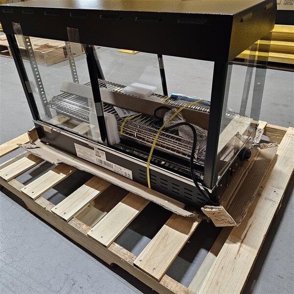 Scratch and Dent Avantco HDC-36 36" Self/Full Service 3 Shelf Countertop Heated Display Case with Sliding Doors - 120V, 1580W