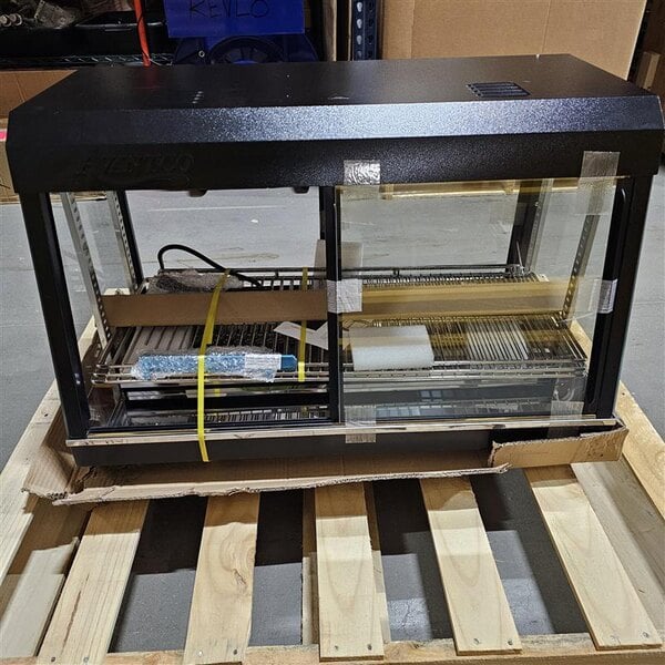 Scratch and Dent Avantco HDC-36 36" Self/Full Service 3 Shelf Countertop Heated Display Case with Sliding Doors - 120V, 1580W