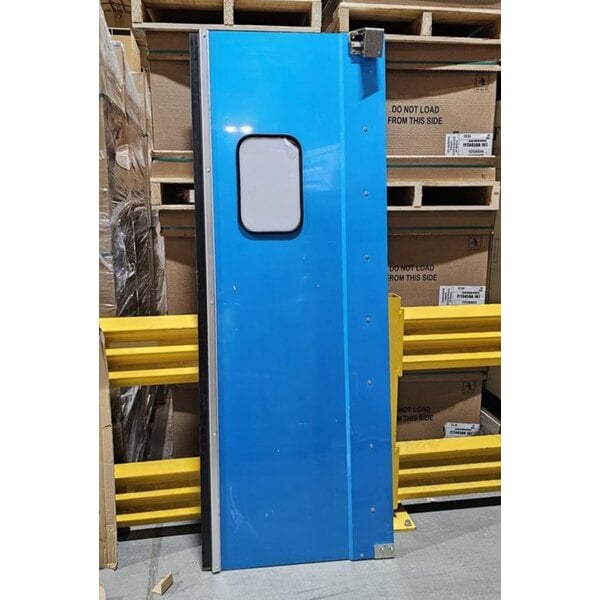 Scratch and Dent Regency Single Aluminum Swinging Traffic Door with 9" x 14" Window - 30" x 84" Door Opening