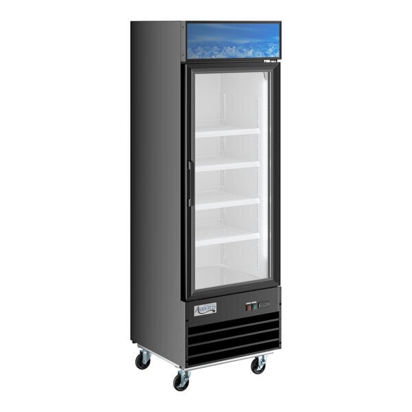 Scratch and Dent Avantco GDC-12F-HC 27" Black Customizable Swing Glass Door Merchandiser Freezer with LED Lighting